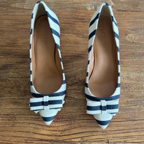 J. Crew Isabelle Printed Bow Pumps, Black and White, Size 6.5 - Picture 4 of 7